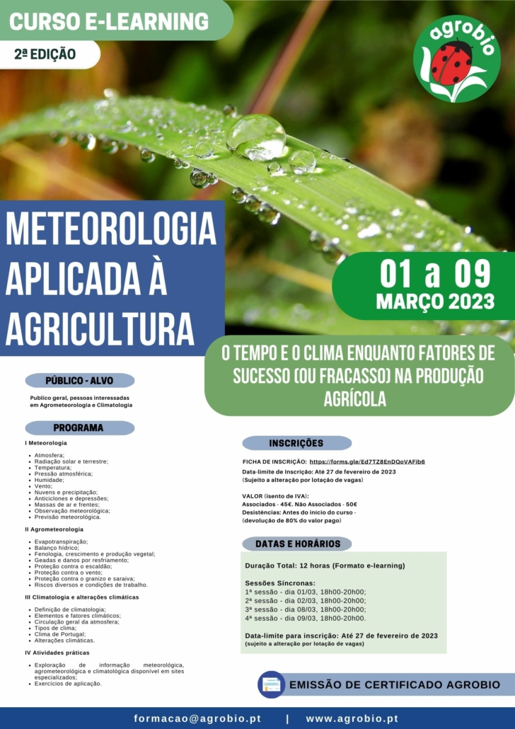 Agricultura biológica;Meteorologia Aplicada à Agricultura