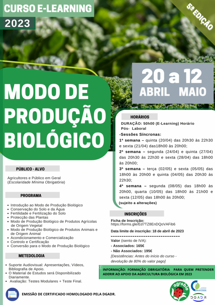 AGROBIO, Agricultura biológica; Modo de Produção Biológico;